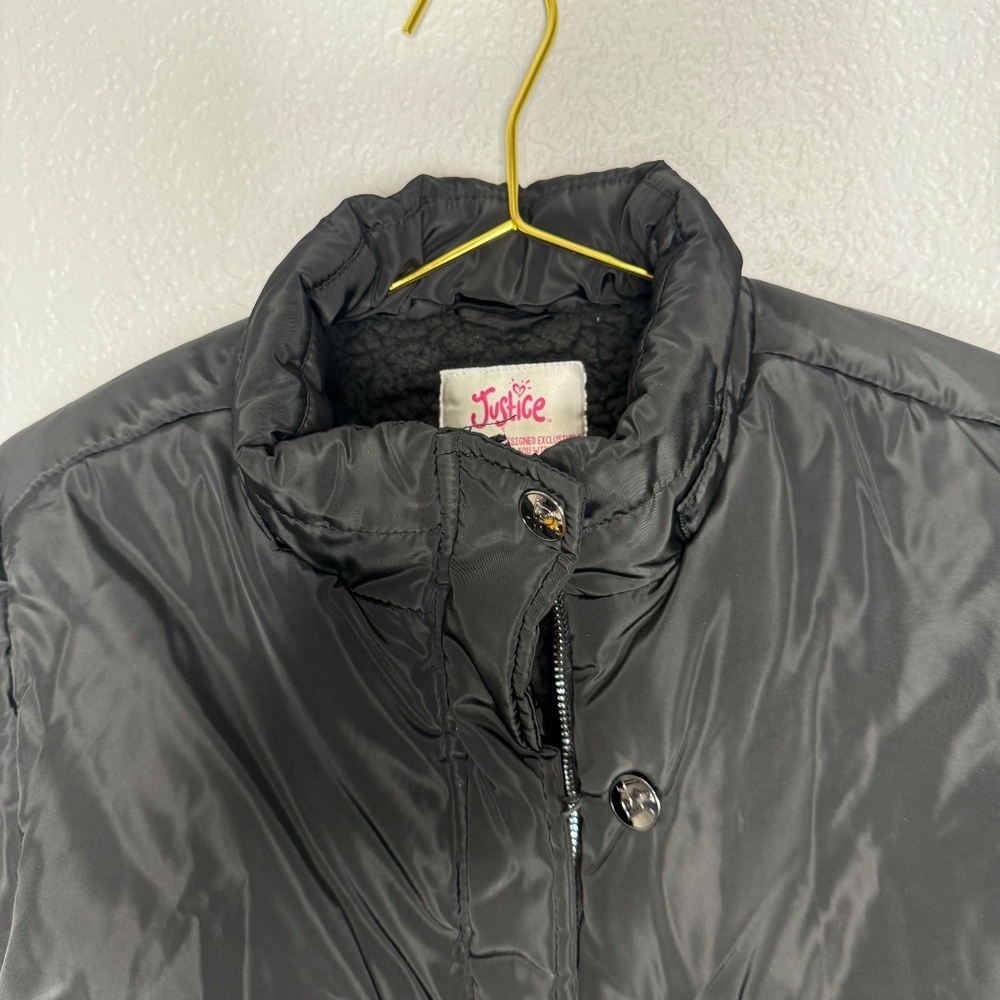 Justice Girl's black winter‎ puffer Jacket / Coat - Picture 3 of 9